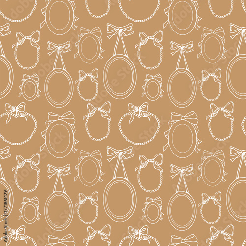 Seamless retro pattern with vintage frames. Romantic pattern. Background for girls. Pattern with romantic old frames. Vector illustration