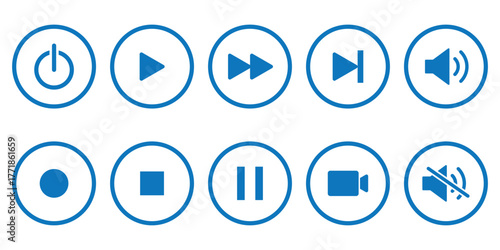 Media player icons. Play and pause buttons icon set. music player icon set.