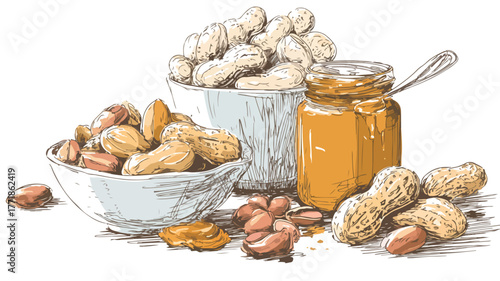 Nourishing Peanuts and Peanut Butter for Healthy Snacks in High-Quality Image