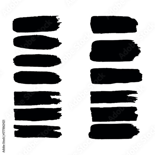 Grunge Black Brush Stroke Set – Bold Ink Texture Collection for Artistic Design, Painting, Posters, and Creative Background Elements