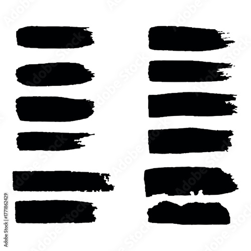 Grunge Black Brush Stroke Set – Bold Ink Texture Collection for Artistic Design, Painting, Posters, and Creative Background Elements