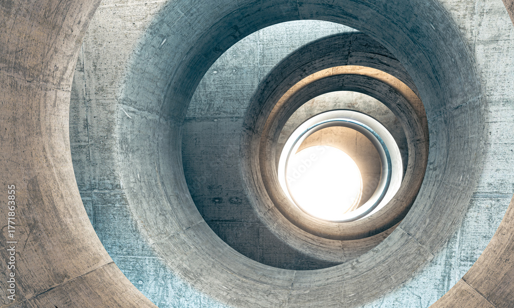 Fototapeta premium concrete circular spiral tunnel architecture 3d