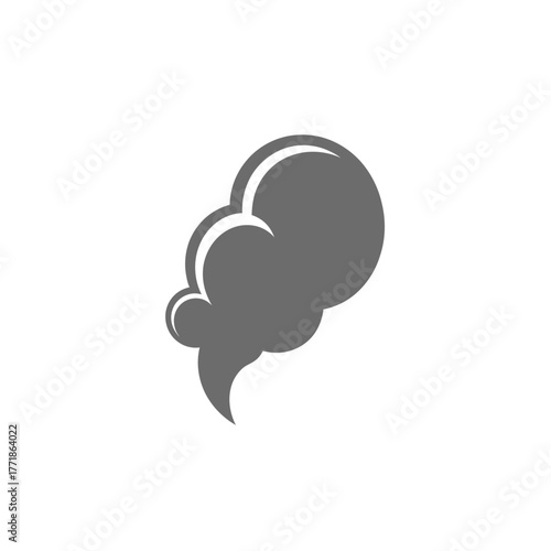 Flat gray smoke cloud vector representing pollution, eruption smoke, or vapor in clean minimalist solid design