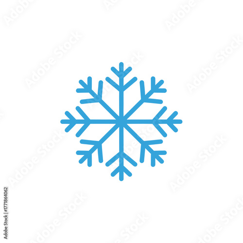 Second snowflake icon with geometric blue pattern symbolizing frost, cool air, and icy climate for winter themes