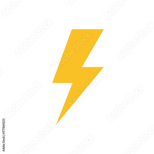 Free Download Flat yellow lightning bolt symbol representing thunderstorm energy, electric flash, and power in simple solid design. - GFXLoad
