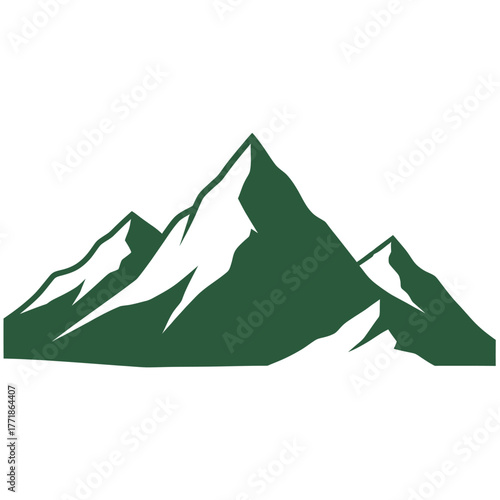 Green mountain vector illustration representing nature, landscape, and adventure travel concept in flat minimal style.