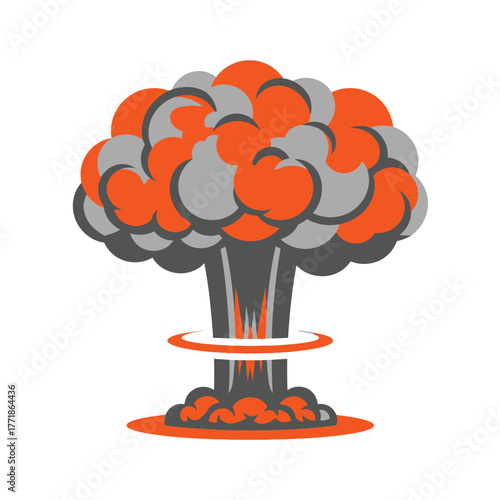 Dark gray smoke vector cloud representing pollution, dust, or eruption effect in simple flat illustration.