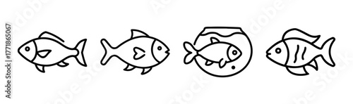 Charming line art fish designs simple aquatic creatures in various poses and styles
