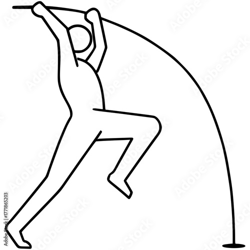 Dynamic athlete pole vaults high, capturing peak athletic achievement and striving for success in sports.