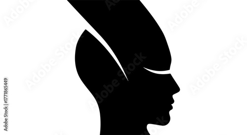 Stylized silhouette of an egyptian pharaoh s head with nemes headdress