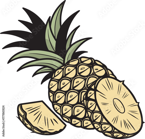 pineapple on a white background vector