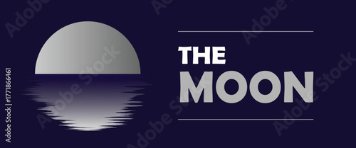 Mysterious celestial moon reflection abstract cosmic design with text 'the moon' suitable for branding and space themes illustration