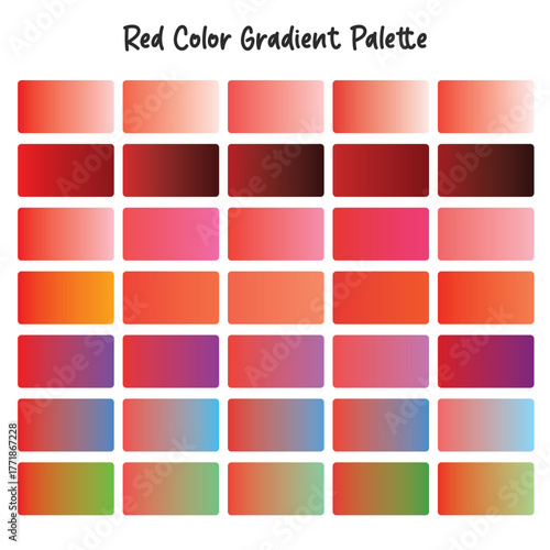 Red and Warm Tones Color Gradient Swatches Palette Vector Set