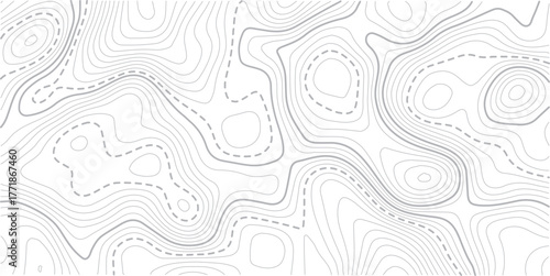 Topographic map background geographic line map with elevation assignment.White wave paper curved reliefs abstract background. Vector illustration. wave Line topography map contour background.