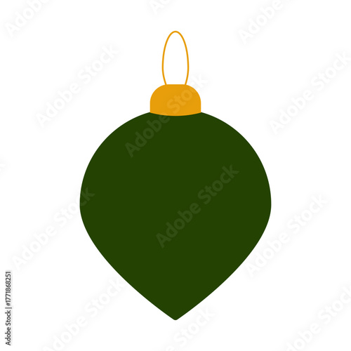 Green Christmas ball icon isolated on a white or transparent background. Vector illustration. Close-up festive element for New Year design.