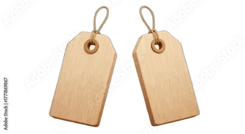 Rustic product tags for crafting sales: blank wooden labels with twine for your brand