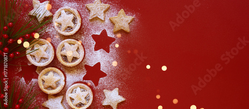 Christmas Red Festive Holiday Banner Background with Negative Space.