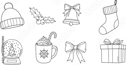 Hand drawn christmas icons collection for holiday designs