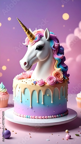 Whimsical Unicorn Cake - A Pastel Dream for Celebrations.