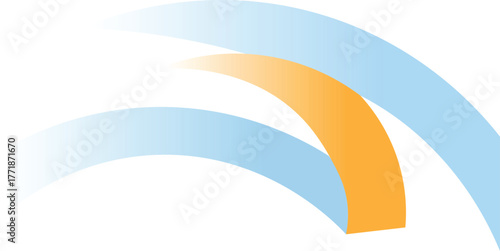 abstract curved arc rainbow logo design with blue orange gradient layers for modern minimalist tech branding