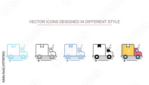 Delivery Truck icon set with different style