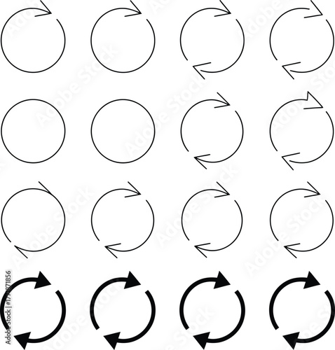 Grid of circular refresh and arrow icons