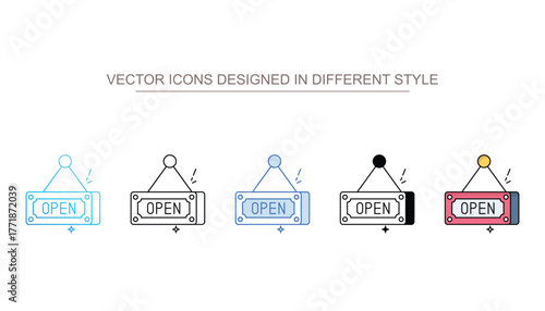Open Sign icon set with different style