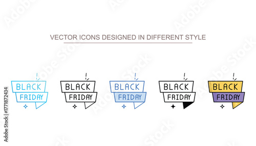 Black Friday icon set with different style