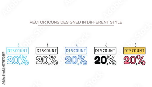 Discount icon set with different style
