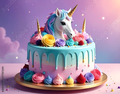Whimsical Unicorn Cake - A Sweet Fantasy Delight.
