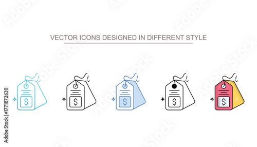 Price Tag icon set with different style