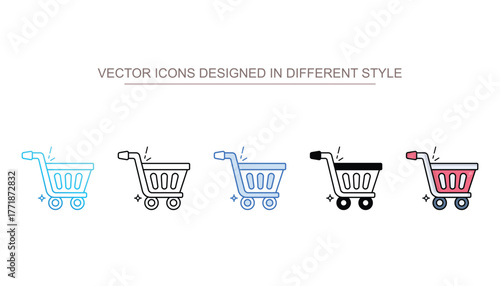 Shopping Cart icon set with different style
