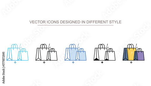 Shopping Bag icon set with different style
