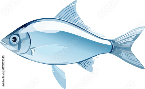 Transparent Glass Fish Floating Through Dreamy Sky Clouds in a Magical Surreal Fantasy Illustration