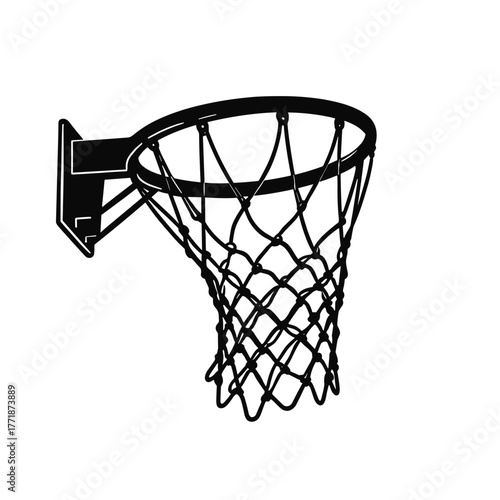 Basketball hoop outline in black on white background  