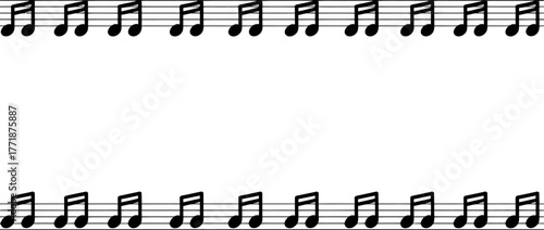 Musical notes are arranged in horizontal lines on a white background.