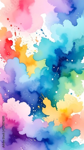 Watercolor Abstract Art with Vibrant Colors and Splashes.