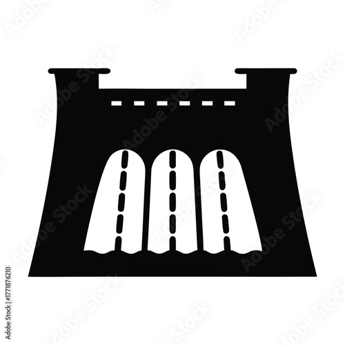 Hydroelectric power dam illustration for renewable energy and sustainable resources generation concept
