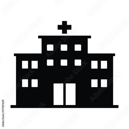 Hospital building icon vector illustration healthcare medical center emergency clinic facility service