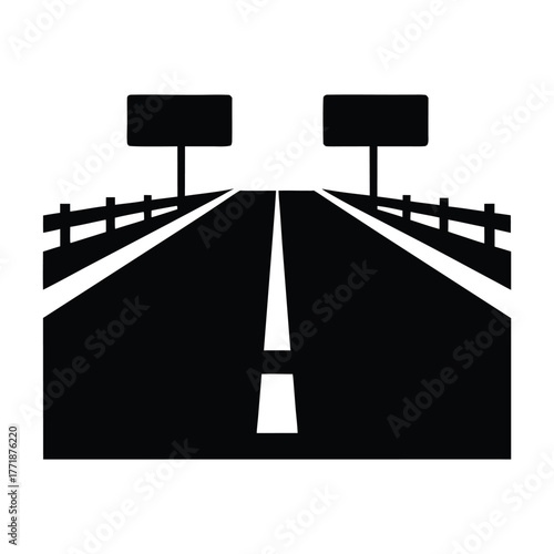 Highway road trip travel route perspective vector illustration for transportation design and travel concept