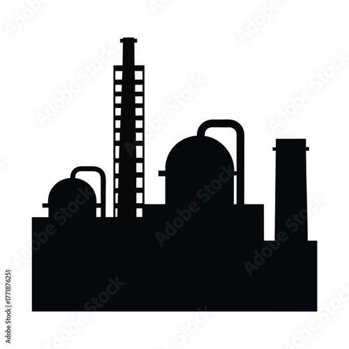 Industrial factory silhouette vector illustration for manufacturing and chemical plants design use