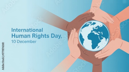 Fototapeta Naklejka Na Ścianę i Meble -  Humanity hands earth unity international human rights day celebration