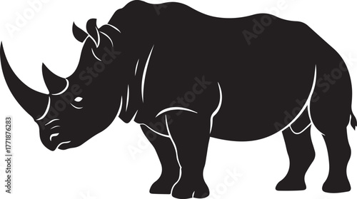 Majestic rhinoceros silhouette majestic african wildlife animal profile full body view