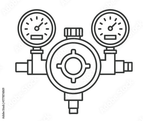 Gas regulator with dual pressure gauges in industrial style  