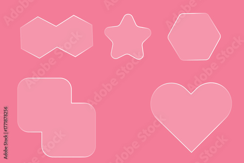 Six abstract geometric shapes with curved and angular designs