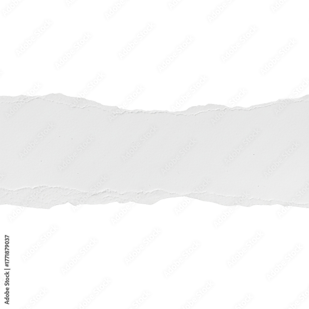 Obraz premium Torn white paper strip isolated on transparent background