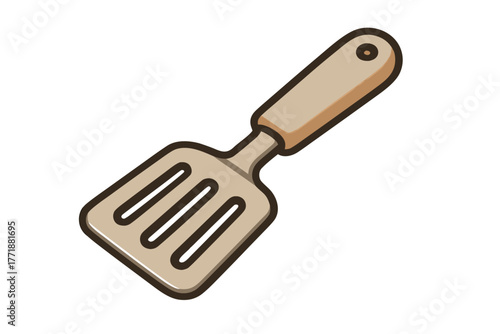 Simple Slotted Spatula Illustration for Kitchen & Culinary Design