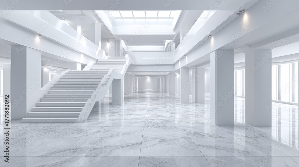 Fototapeta premium empty white modern interior no logos no brands ar 169