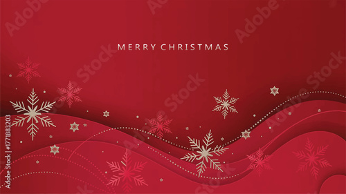 Minimalist red holiday vector with geometric snowflakes and glowing dotted patterns for contemporary Christmas design