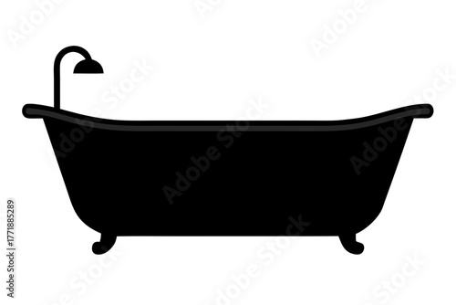 Bathtub black icon, baby bathtub silhouette art